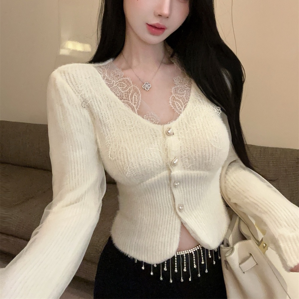 Knitted gauze tops tender winter cardigan for women