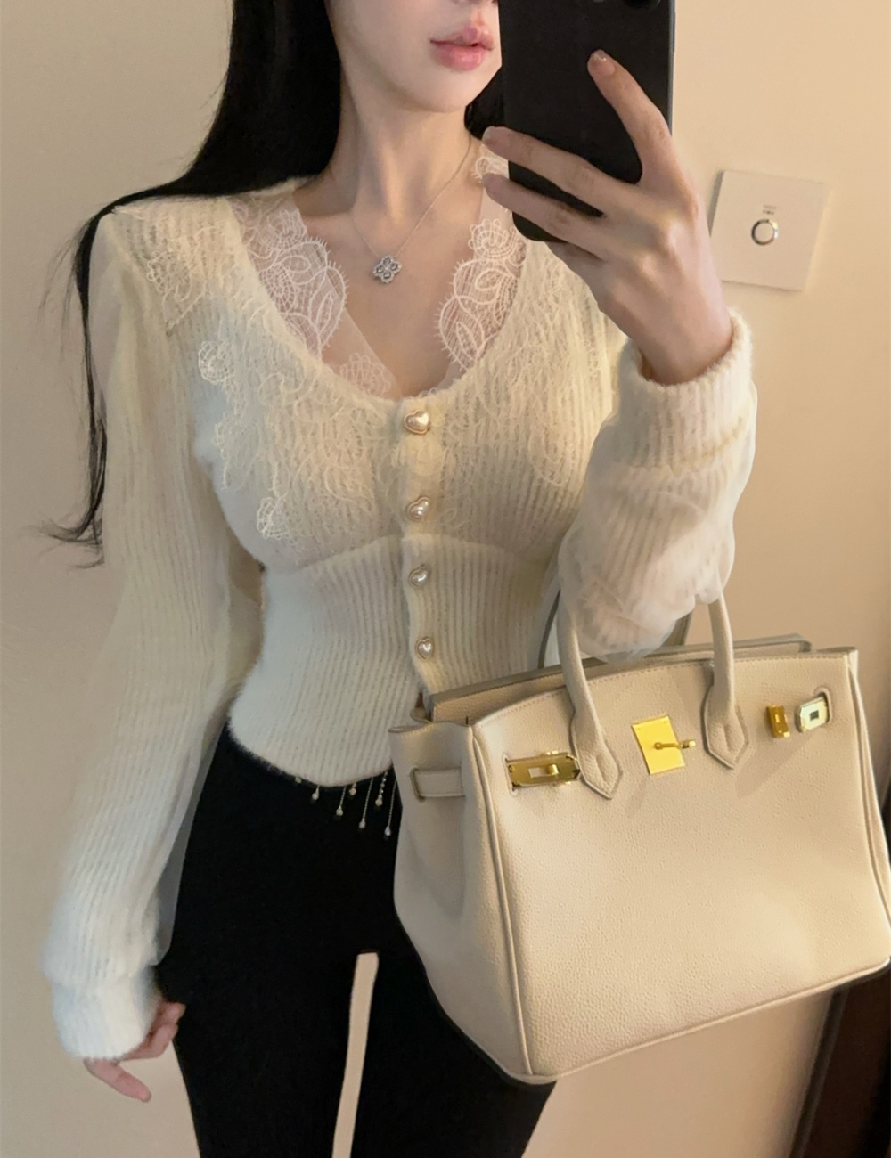 Knitted gauze tops tender winter cardigan for women