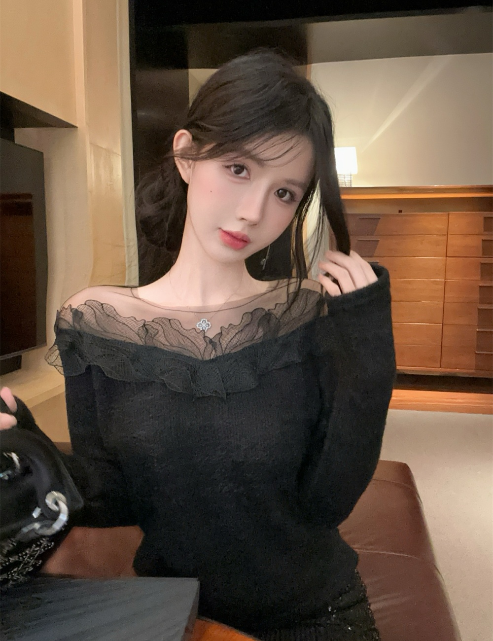 Splice bottoming shirt France style sweater for women