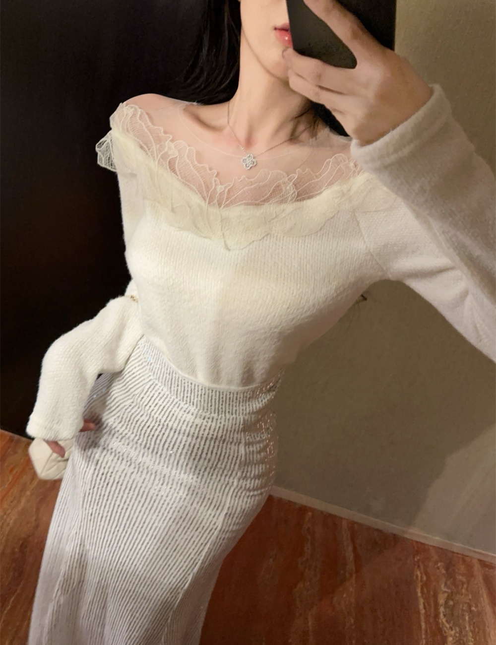 Splice bottoming shirt France style sweater for women