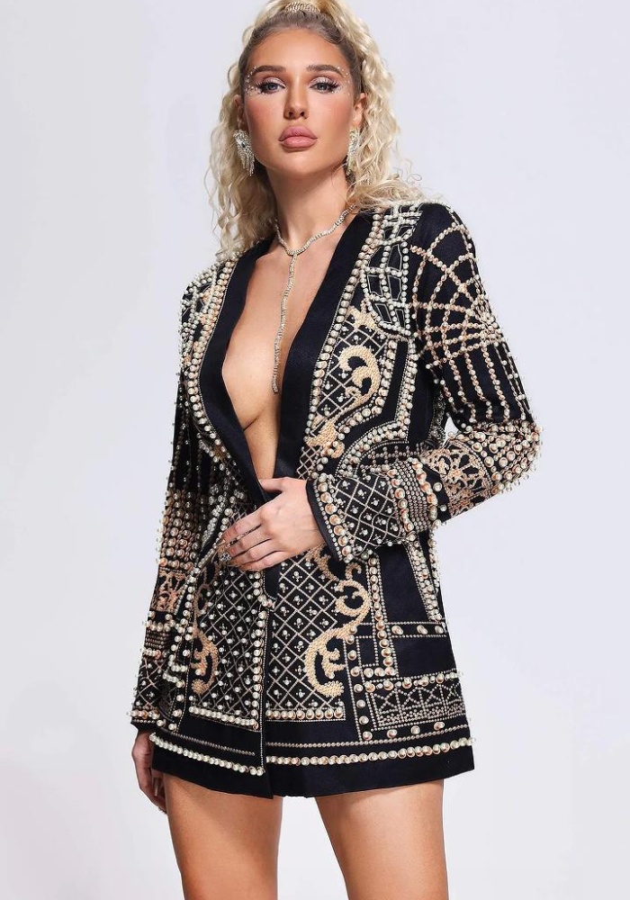 Printing thick coat long sleeve business suit for women