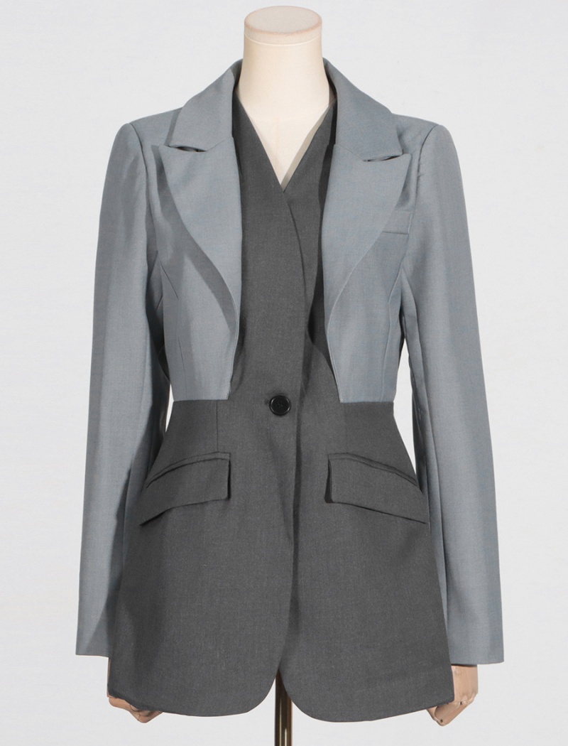 Casual autumn business suit V-neck commuting coat for women