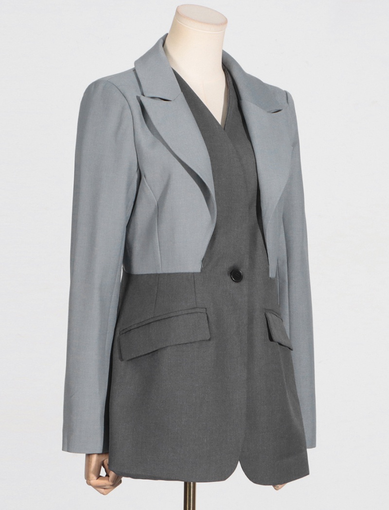 Casual autumn business suit V-neck commuting coat for women