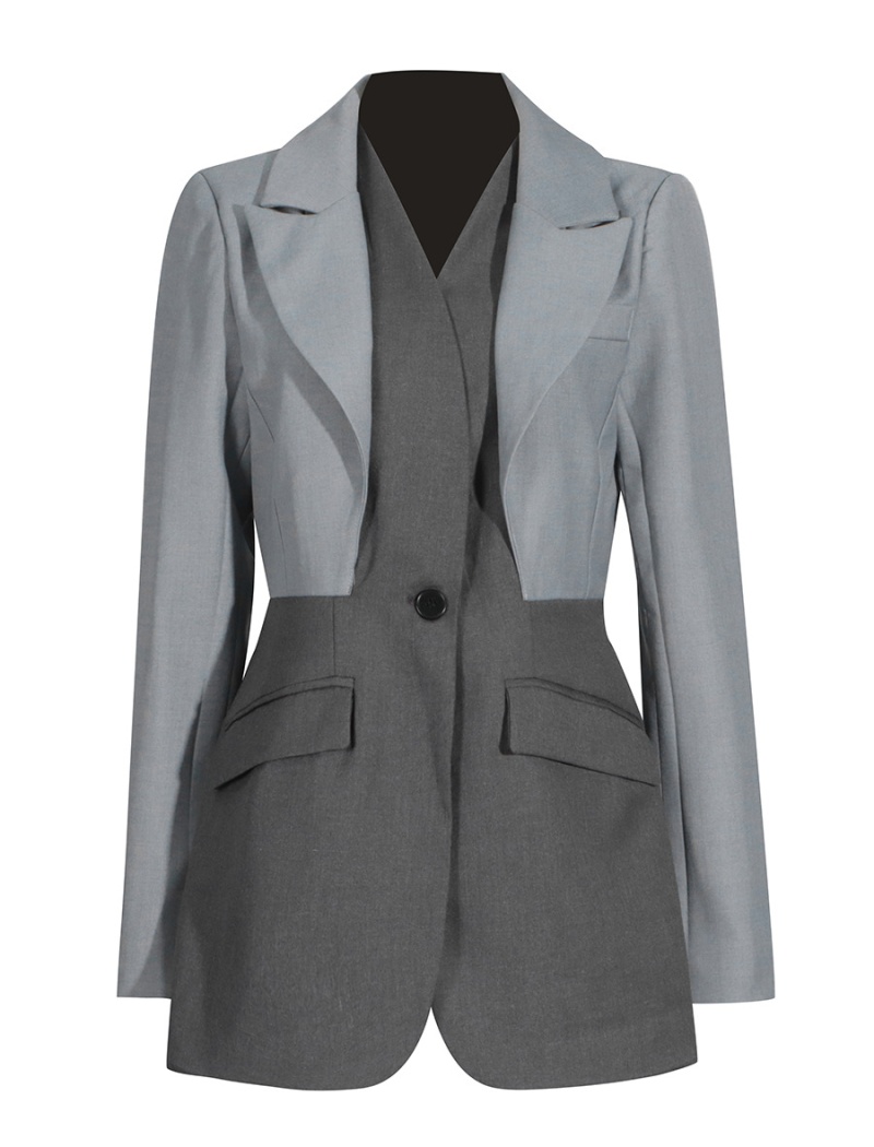 Casual autumn business suit V-neck commuting coat for women