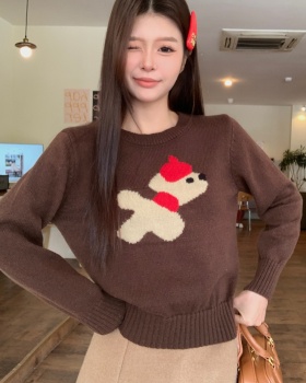 Lazy puppy thermal red hat bottoming sweater