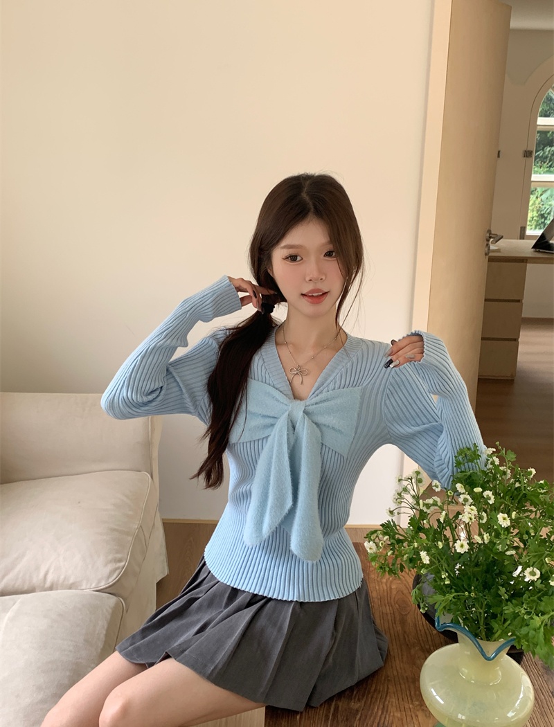 Bottoming knitted tops long sleeve sweater for women