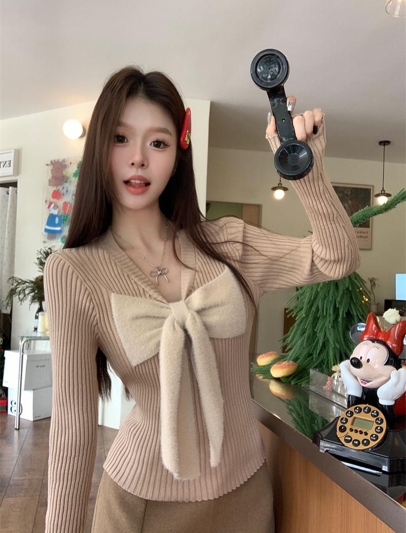 Bottoming knitted tops long sleeve sweater for women