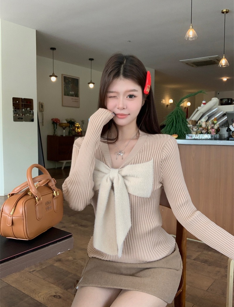 Bottoming knitted tops long sleeve sweater for women