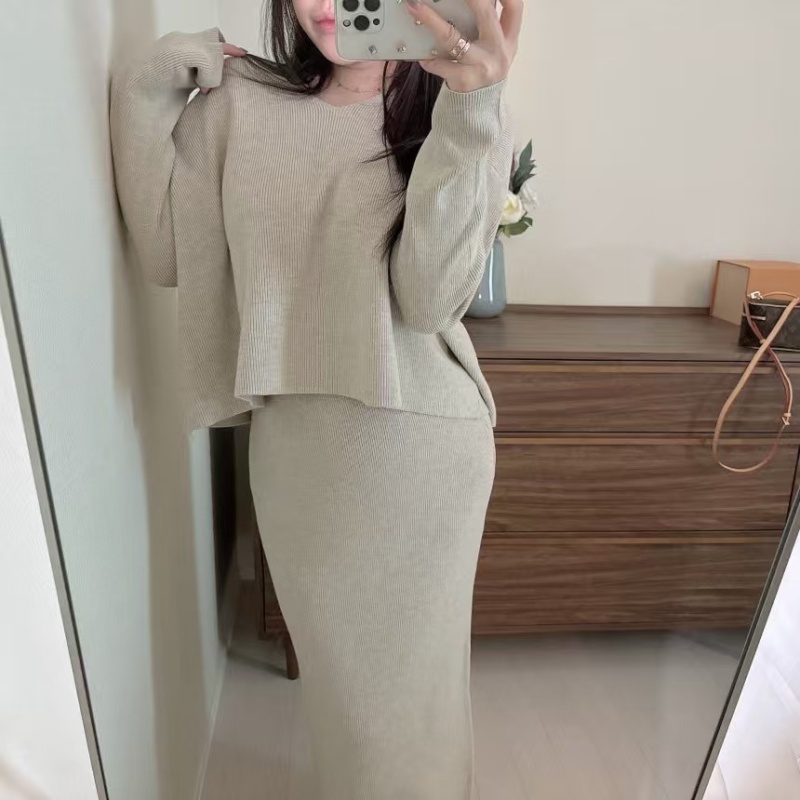 Korean style skirt sweater a set for women