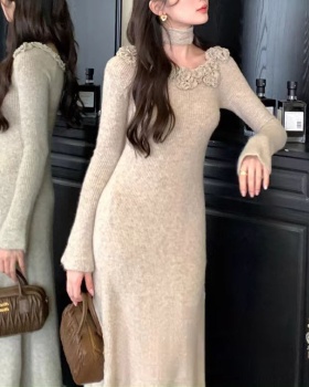 Knitted Korean style refinement stereoscopic dress