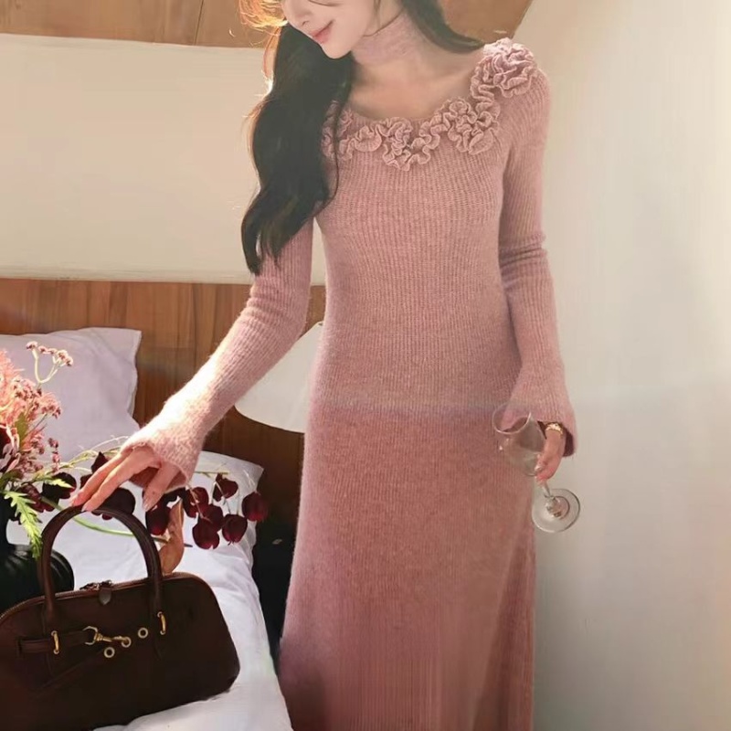 Knitted Korean style refinement stereoscopic dress