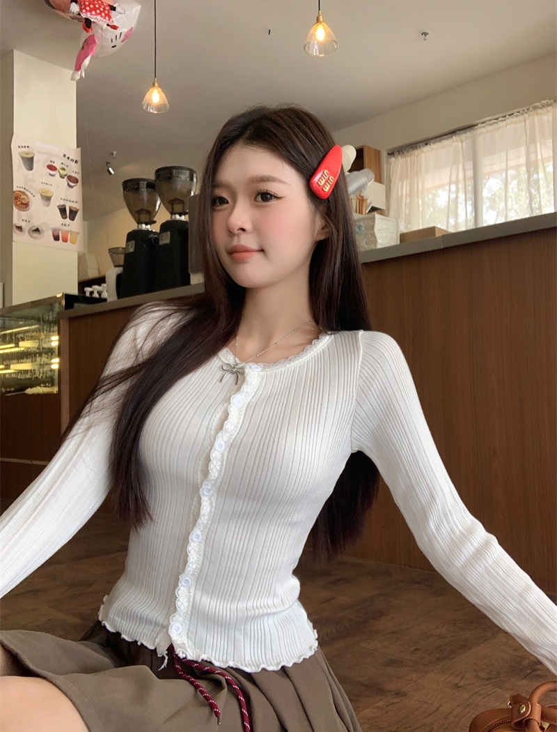 Wood ear temperament cardigan short knitted tops