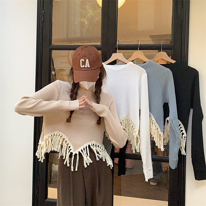 Korean style short tops loose sweater for women