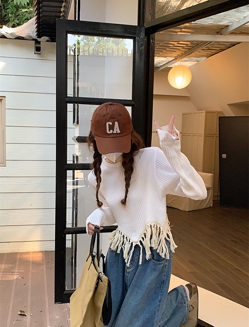 Korean style short tops loose sweater for women