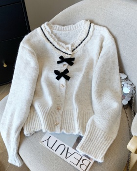 Chanelstyle winter cardigan temperament bow sweater