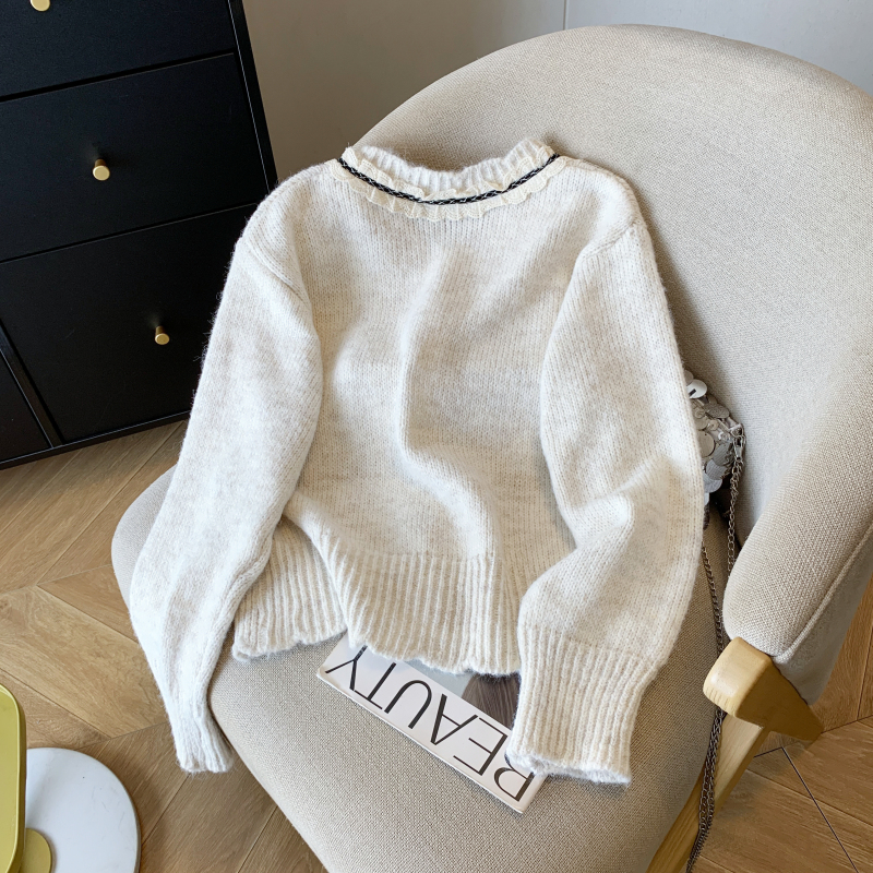 Chanelstyle winter cardigan temperament bow sweater