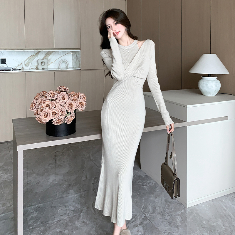 Bottoming dress France style long dress for women