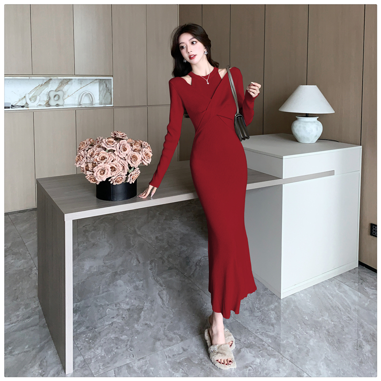 Bottoming dress France style long dress for women