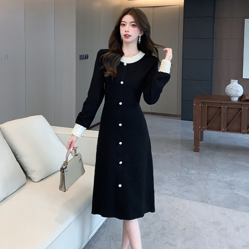 Autumn and winter retro long dress France style dress for women