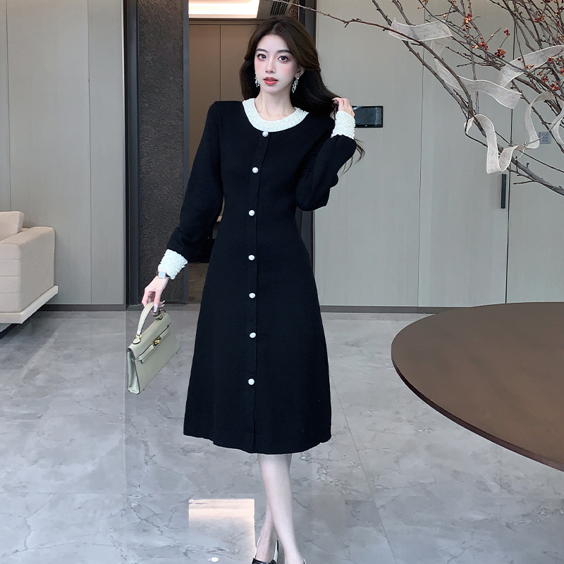 Autumn and winter retro long dress France style dress for women