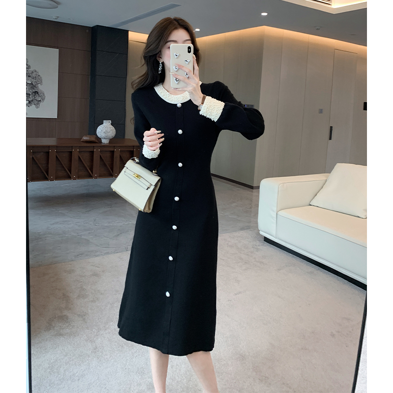 Autumn and winter retro long dress France style dress for women