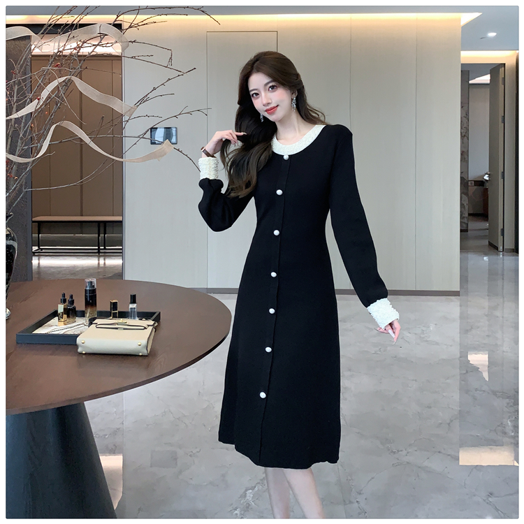 Autumn and winter retro long dress France style dress for women