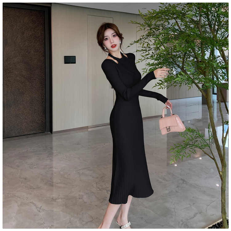 Autumn and winter Pseudo-two A-line dress for women