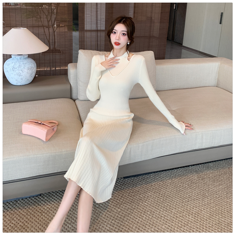 Autumn and winter Pseudo-two A-line dress for women