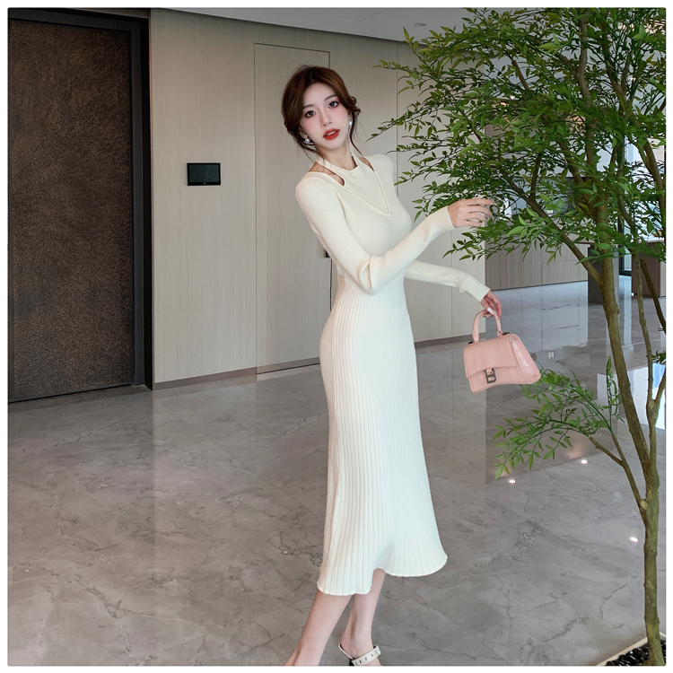 Autumn and winter Pseudo-two A-line dress for women