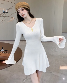 France style trumpet sleeves autumn and winter dress for women