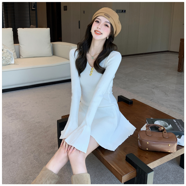 France style trumpet sleeves autumn and winter dress for women