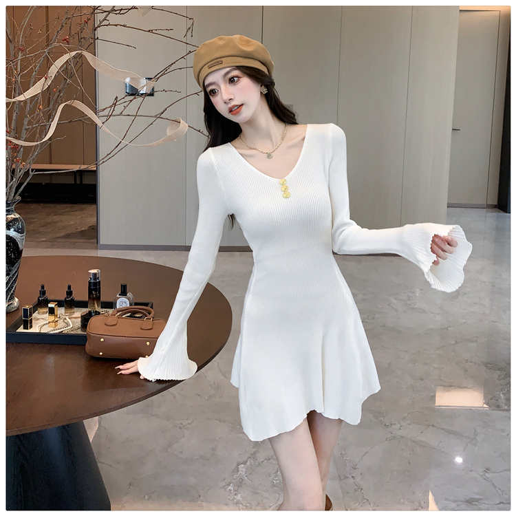 France style trumpet sleeves autumn and winter dress for women