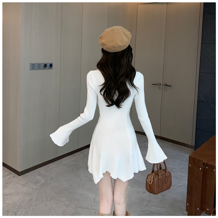 France style trumpet sleeves autumn and winter dress for women