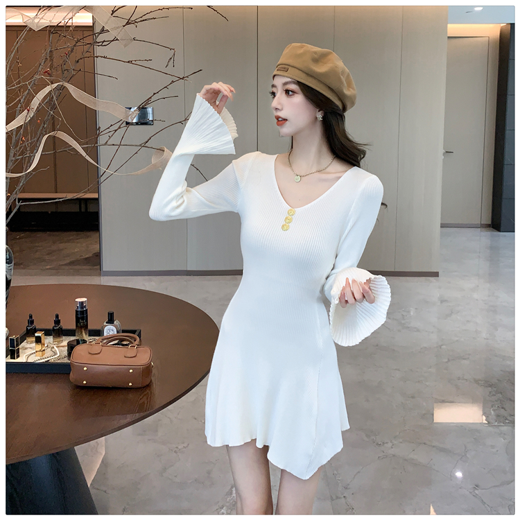 France style trumpet sleeves autumn and winter dress for women