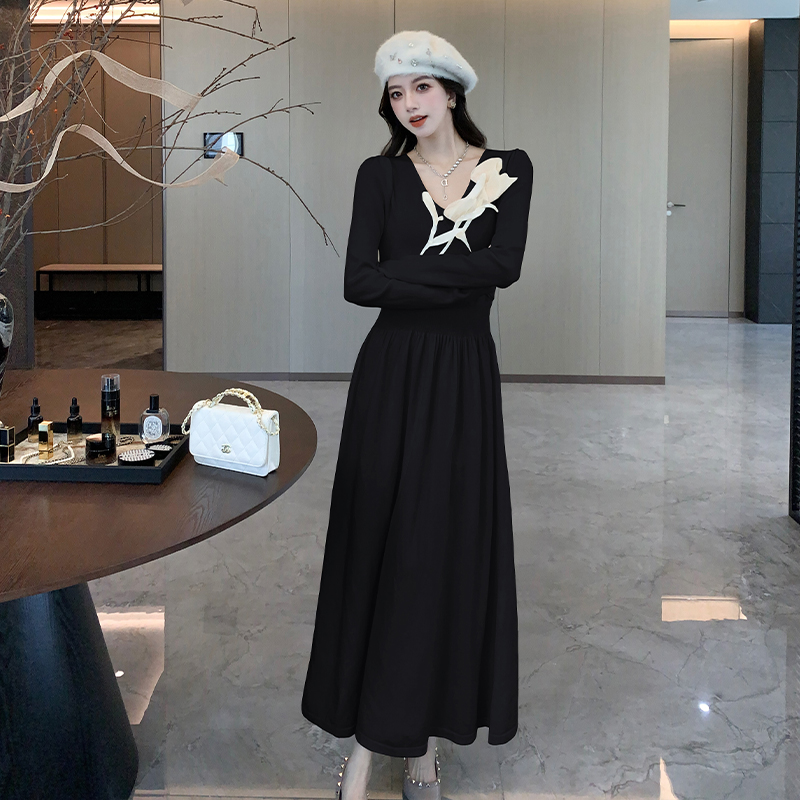 Tender pinched waist dress stereoscopic long dress