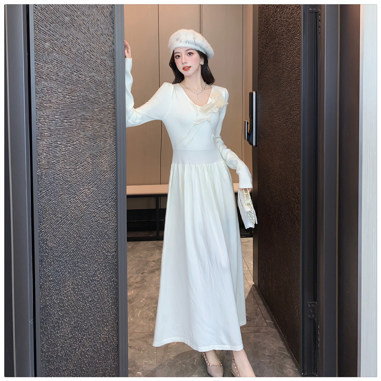 Tender pinched waist dress stereoscopic long dress