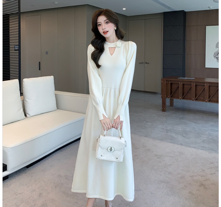 Enticement slim dress knitted hollow overcoat