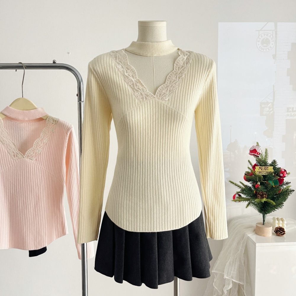 Knitted tops slim bottoming shirt for women