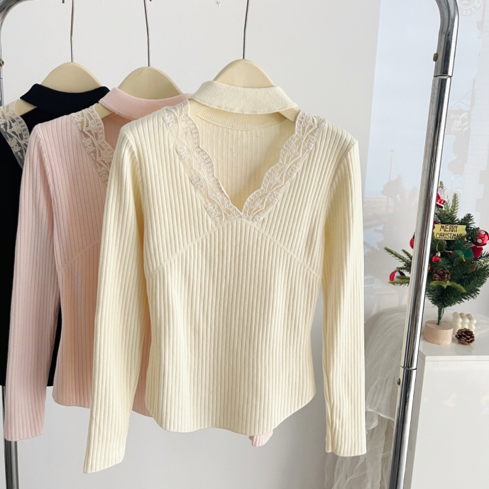 Knitted tops slim bottoming shirt for women