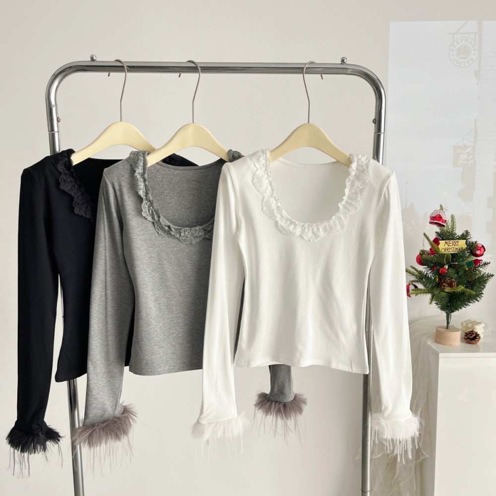 Korean style tops autumn and winter T-shirt for women