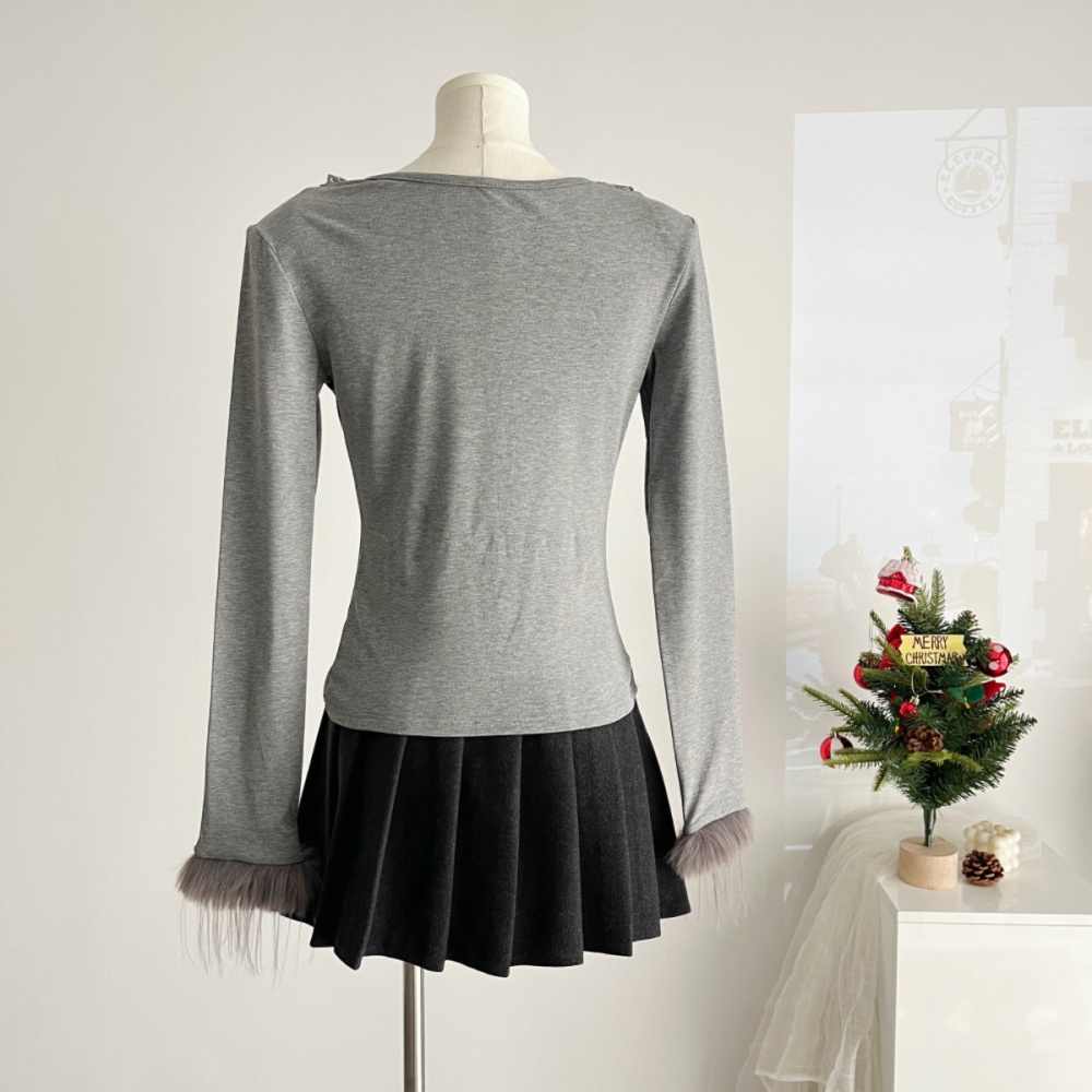 Korean style tops autumn and winter T-shirt for women