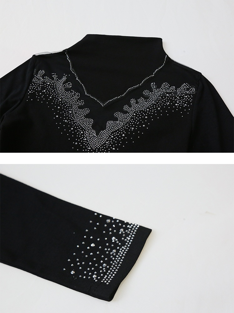 Rhinestone slim lace bottoming shirt for women