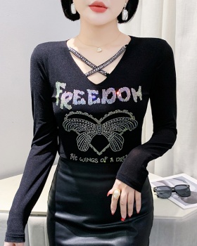 Rhinestone bottoming shirt Western style tops for women