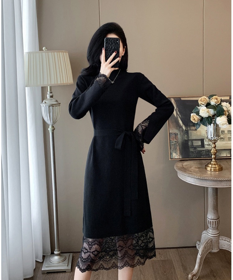 Lace chanelstyle sweater dress exceed knee dress for women