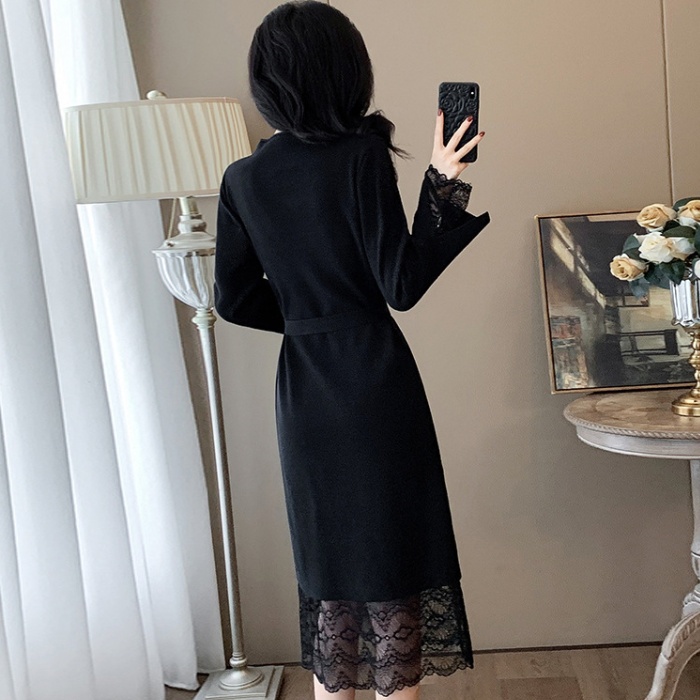 Lace chanelstyle sweater dress exceed knee dress for women