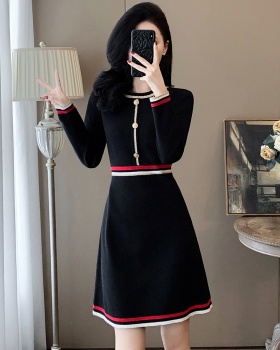 High waist autumn and winter knitted A-line dress for women