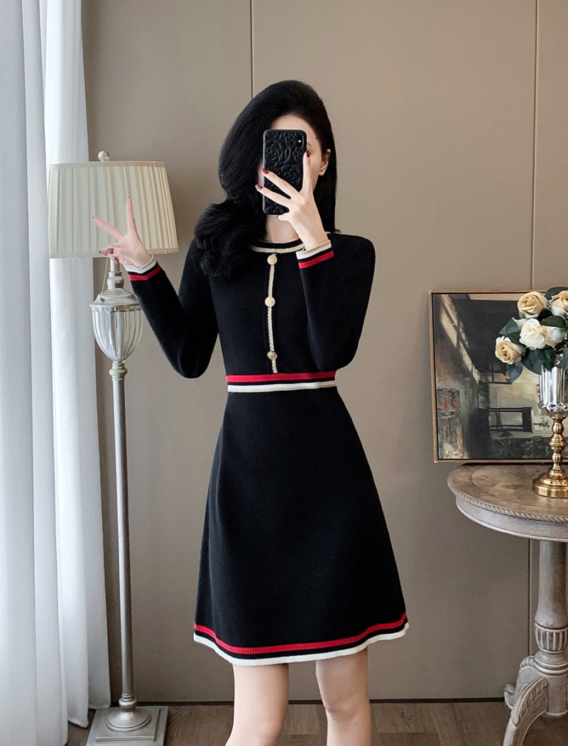 High waist autumn and winter knitted A-line dress for women