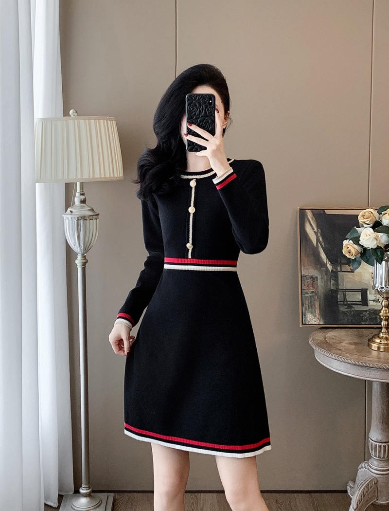 High waist autumn and winter knitted A-line dress for women