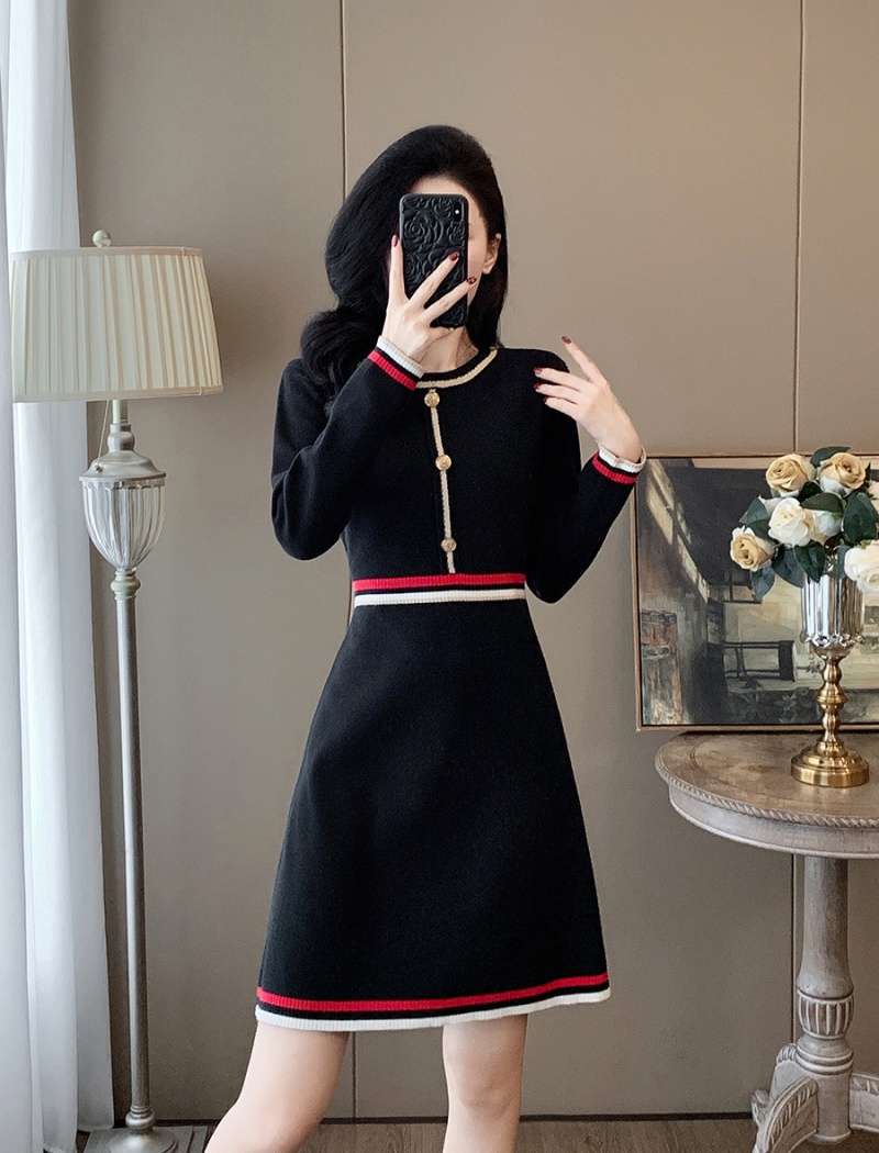 High waist autumn and winter knitted A-line dress for women