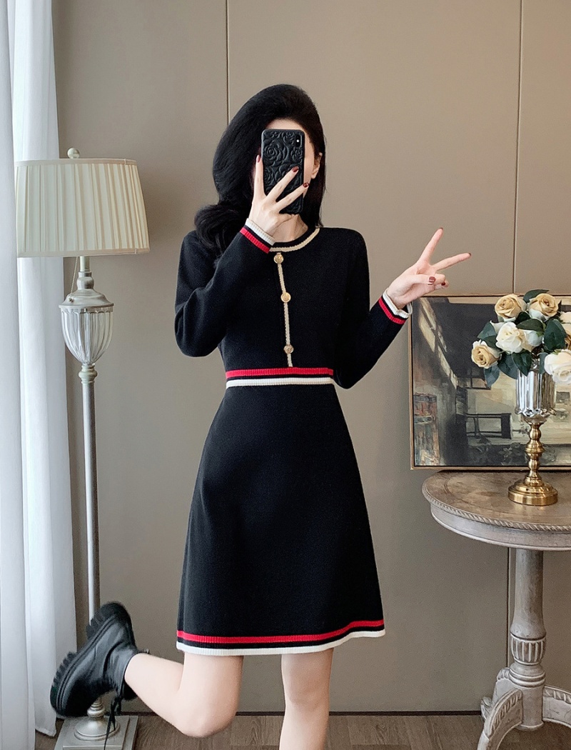 High waist autumn and winter knitted A-line dress for women